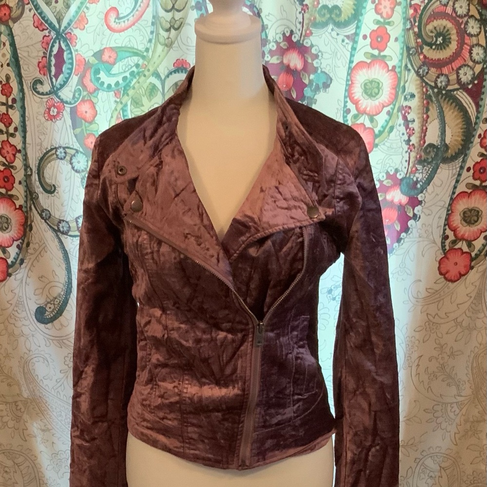 Nwot Aeropostale Plum Purple Velour Moto Jacket Size XS Zip Up